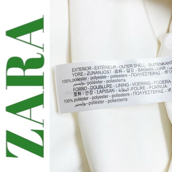 ZARA Mid Length Oversized Cocoon Puffer Coat Cream Water Resistant, Size Large - Picture 16 of 16